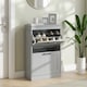 image 2 of HOMCOM Slim Shoe Storage Cabinet with 2 Flip Drawers for Entryway, Grey | Grey