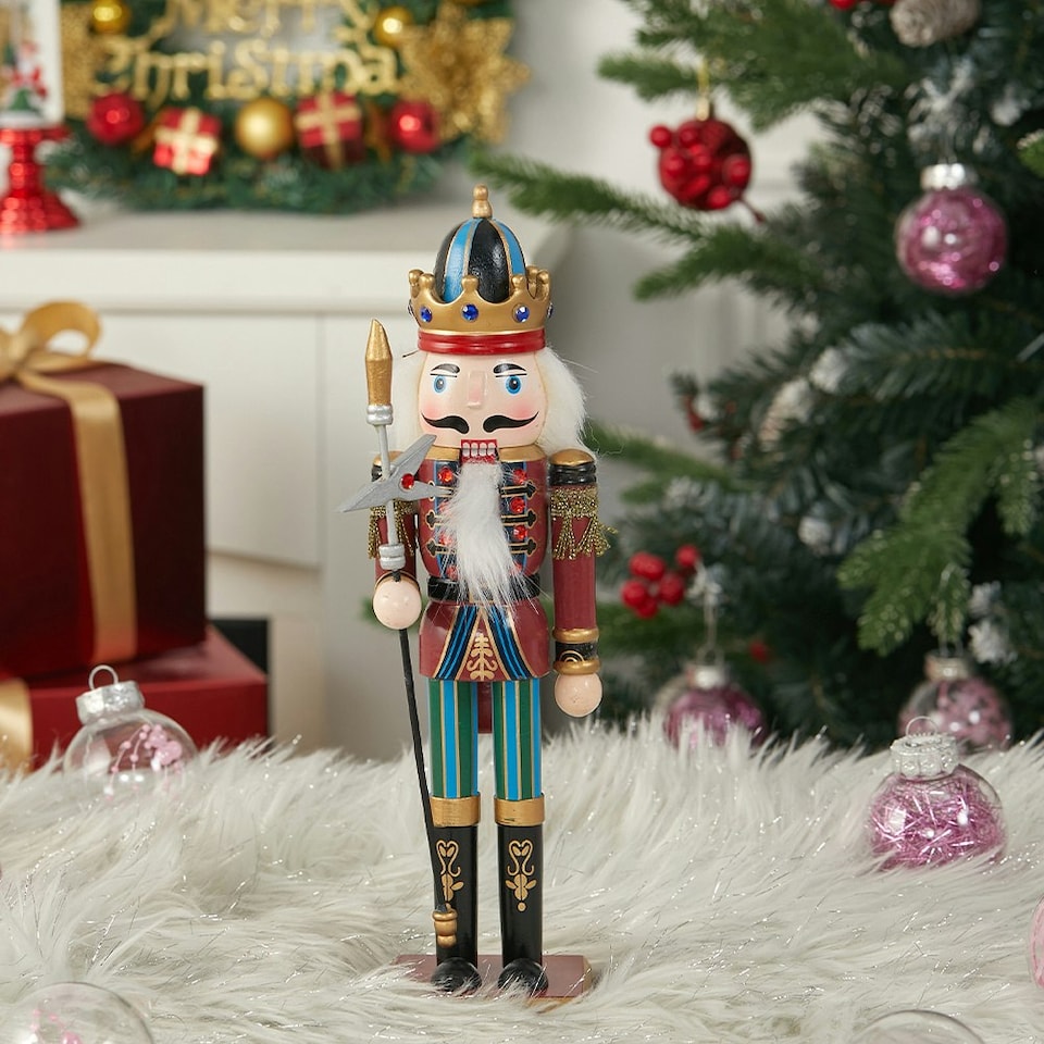 image 1 of Living and Home Wooden Nutcracker Soldier Figurine Christmas Ornament