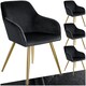 image 1 of Chair Marilyn - with armrests, padded, velvet look, golden steel legs - Set of 4 Black | Black/Gold