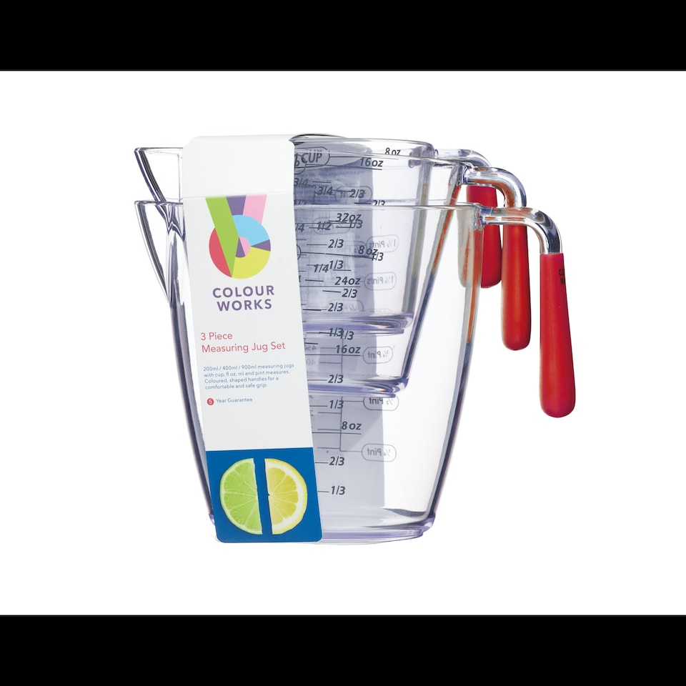 image 1 of Colourworks 3-Piece Acrylic Measuring Jug Set Red