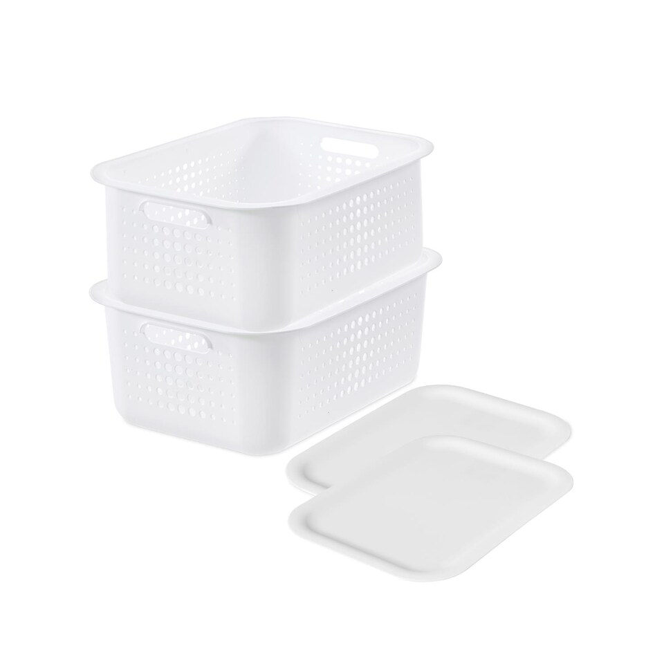 image 1 of SmartStore Recycled Storage Box & Plastic Lid, White | White