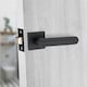 image 3 of Golden Grace 1 Pair Modern Lima Design Premium Door Handles on Square Rose in Matt Black Finish with 3" Ball Bearing Hinges and 2.5" Tubular Latch Black