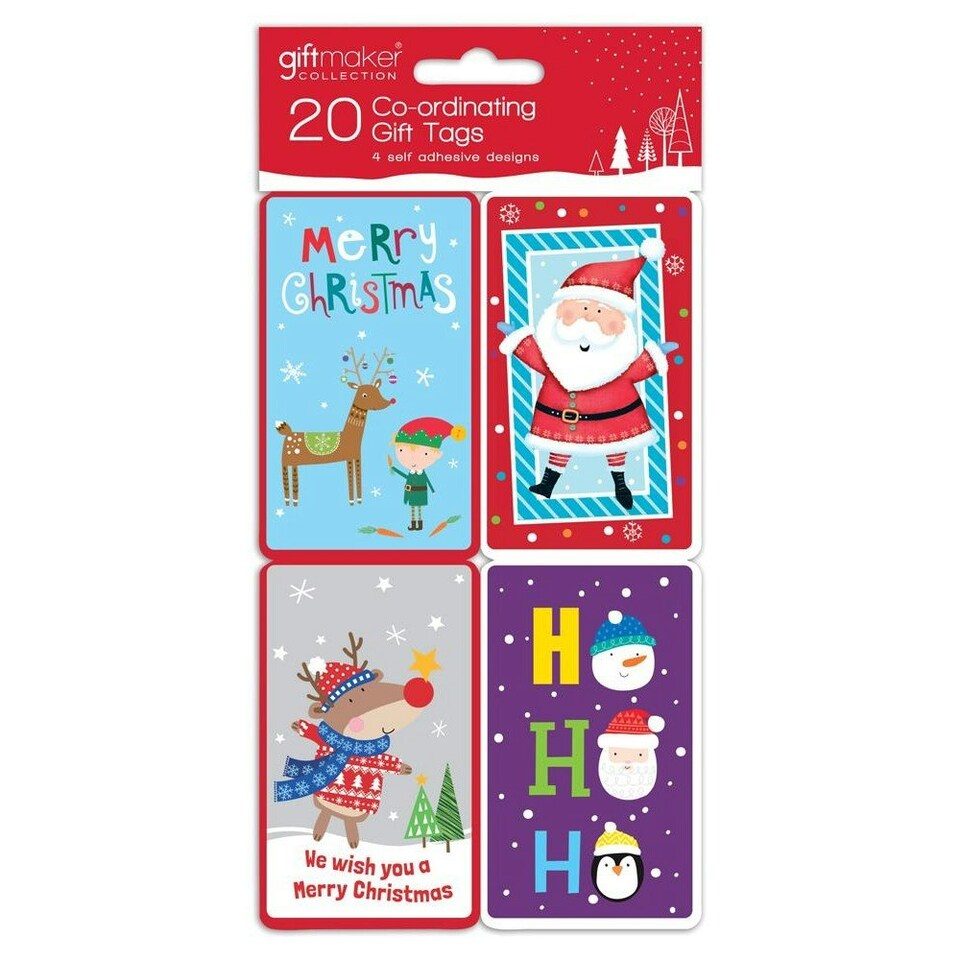 image 1 of Pack of 20 Coordinating Novelty Kids Design Self Adhesive Christmas Gift Tag