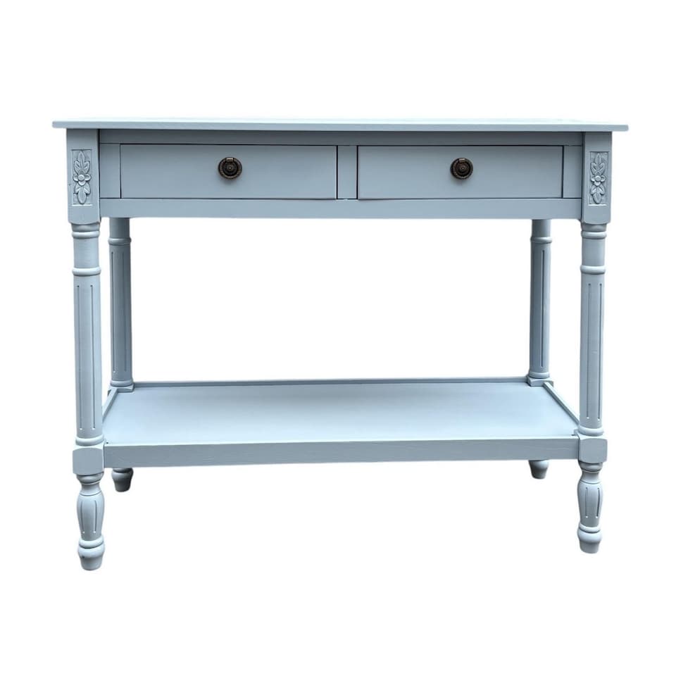 image 1 of 2 Drawers Side Table - L35 x W78 x H90 cm - Light Blue