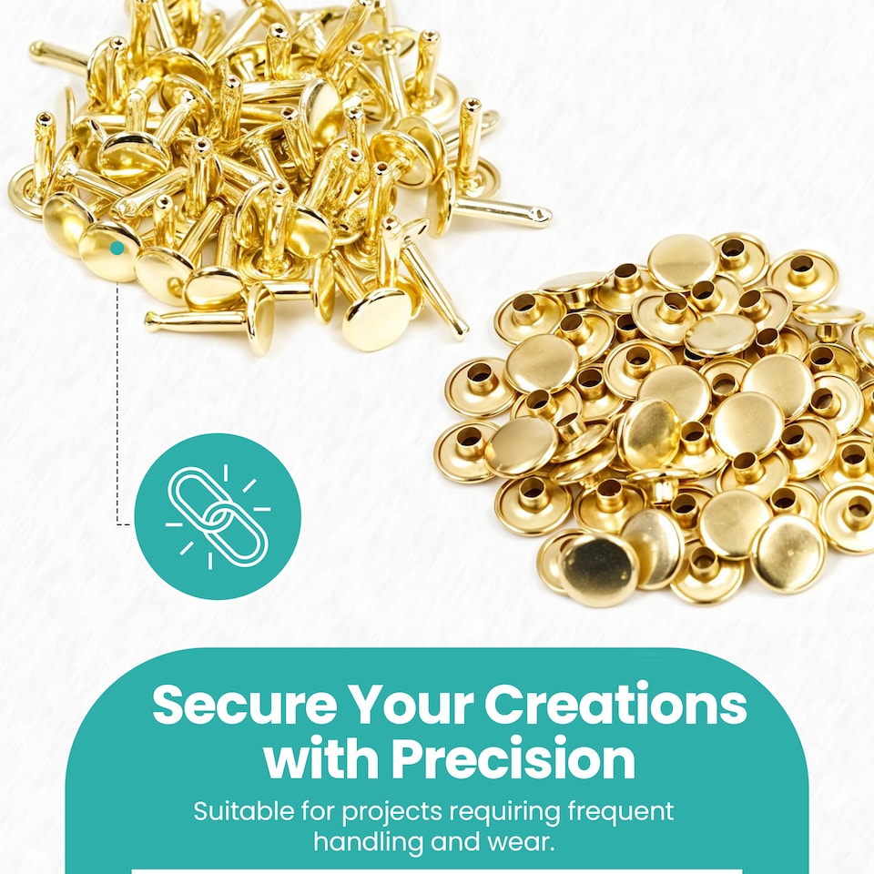 image 1 of 10mmx18mm Double Cap Rivets, Extra Long Metal Studs for DIY- 50pcs