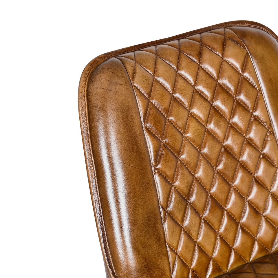 image 1 of Real Genuine Leather Breakfast Kitchen Bar Stool Tan Brown With Back Rest 106cm High x 50cm Wide x 59cm Deep Seat Height 70cm
