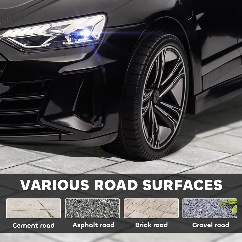 image 1 of HOMCOM Audi RS e-tron GT Licensed Electric Car for Kids, 12V Battery Powered Electric Ride on Toy with Remote Control Music, Suspension Wheels, Soft Start, for 3-5 years, Black