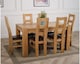 image 4 of Kuba 150 x 85 cm Chunky Medium Oak Dining Table and 6 Yale Chairs | Brown | Brown
