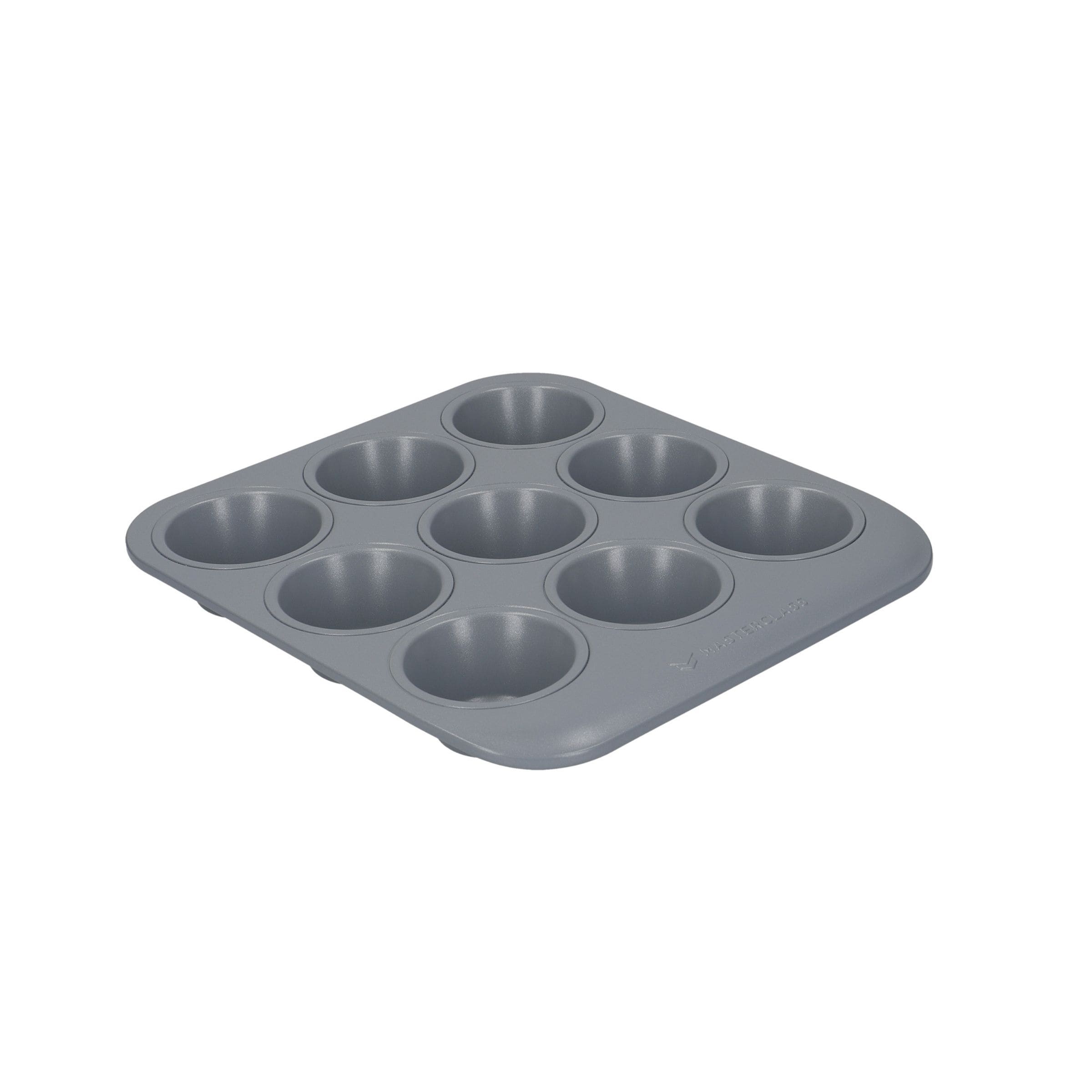 MasterClass Smart Ceramic Non-Stick 9 Hole Muffin Tray, Carbon Steel, 24 x 22cm in Grey | Size: 24 x 22 cm