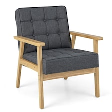 COSTWAY Upholstered Accent Sofa Chair Armchair Grey Grey