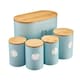image 1 of Cooks Professional 5 Piece Ribbed Tea, Coffee, Sugar, Biscuit & Bread Cannisters with Bamboo Lids