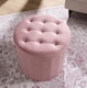 image 3 of OHS Matte Velvet Soft Round Foldable Footstool Seat Storage Organiser Ottoman | Pink | Blush Pink
