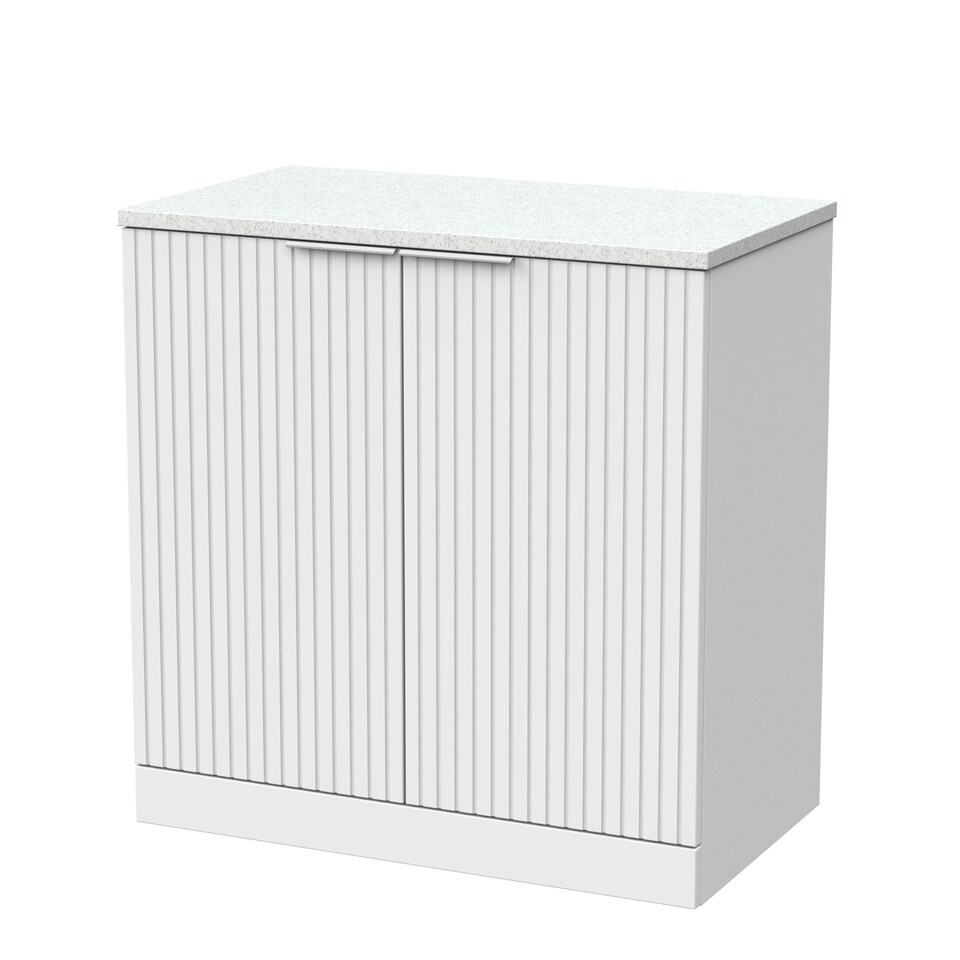 image 1 of Balterley Callingwood Contemporary Floor Standing 2 Door Vanity Unit with White Nebula Laminate Worktop , 800mm, Matt White