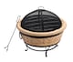 image 2 of Teamson Home 27in Outdoor Round Wood Burning Fire Pit with Light Concrete and Steel Base, Stone/Black