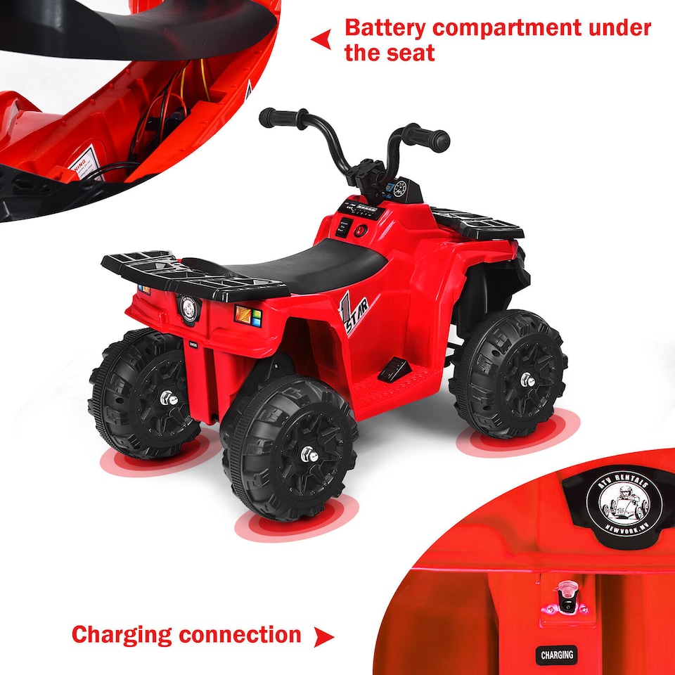 image 1 of COSTWAY Kids Ride-On Car 6V Battery Powered ATV Red