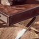 image 2 of Interiors By Premier Brown And White Genuine Cowhide One Drawer Table,Storage Table With Metal Crossed Legs,Small End Table Brown