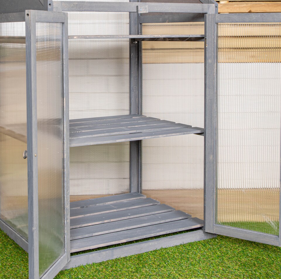 image 1 of Samuel Alexander Wooden Mini Greenhouse Cold Frame - Small Greenhouse Grey H120 x W69 x D49cm