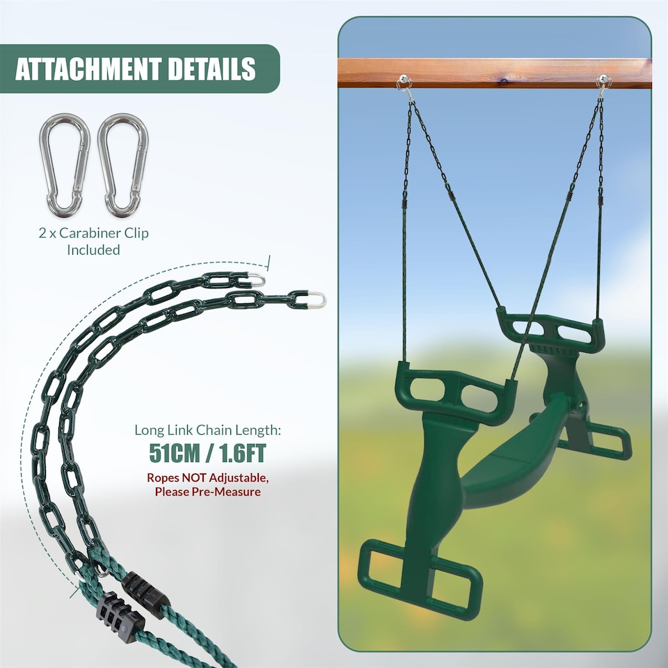 image 1 of The Magic Toy Shop Two Kids Tandem Swing Seat Outdoor Playground Equipment