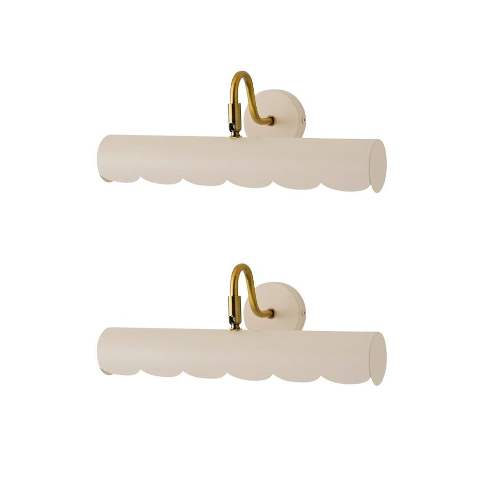 image 1 of ValueLights Millie Pair Cream Flower Scallop Adjustable Picture Wall Lights