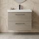 image 2 of Balterley Wall Hung Bathroom 2 Drawer Vanity Unit and 1 Tap Hole Ceramic Basin, Woodgrain Mid Oak with Handles | Brown | Solace Oak
