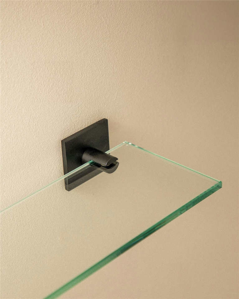 image 1 of Cosmic Glass Shelf with Durable Metal for Bathroom, Matte Finish Black - 40cm | Multi | 1