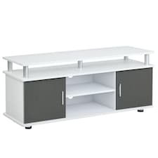 HOMCOM TV Cabinet Stand Entertainment Center Media Console Storage Grey, White