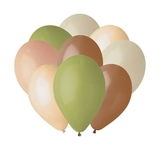 Natural Tones Brown, Olive Green, Misty Rose, Latte Cream & Blush Nude Assorted Latex Balloons 23cm / 9 in - Pack of 30