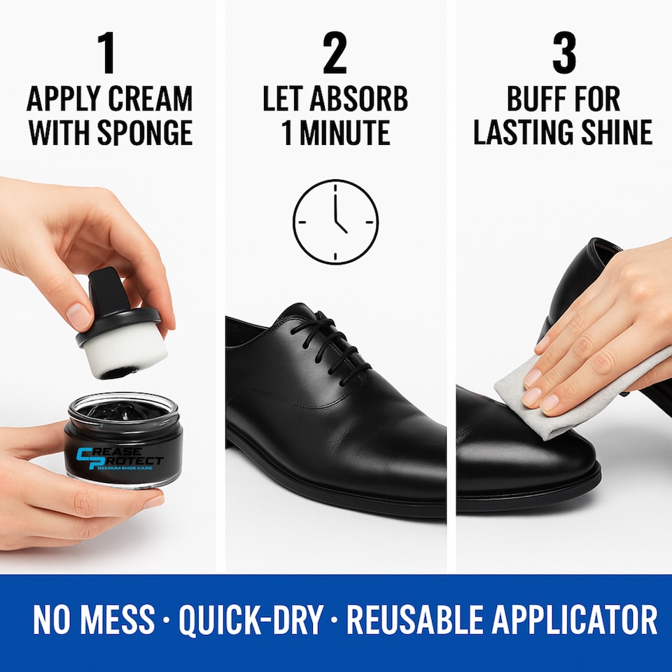 image 1 of Premium Shoe Cream - Moisturise, Nourish & Polish Leather Shoes - 50ml - Black (2 Pack)