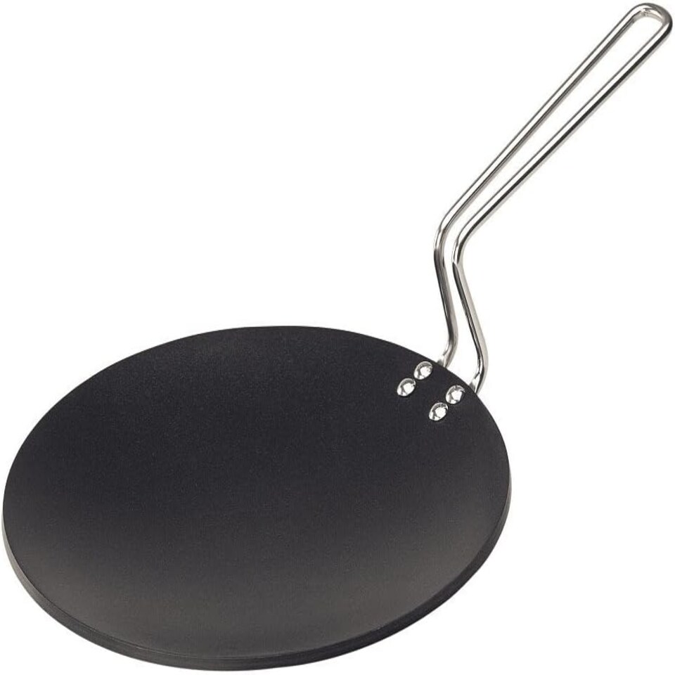 image 1 of Futura Non-Stick Concave Tava Griddle, 10-Inch, 4.88 with Steel Handle
