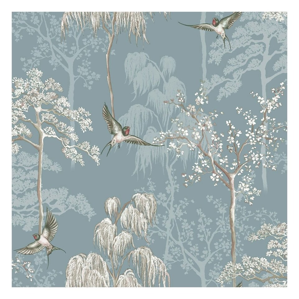 image 1 of World of Wallpaper Japanese Garden Wallpaper - Slate Blue - 10m x 53cm | Blue