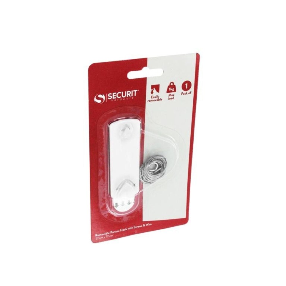image 1 of Securit Removable Stick On Hook - White - One Size