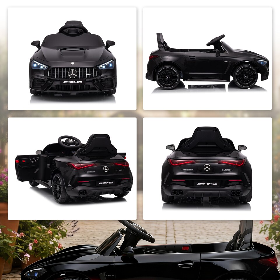 image 1 of AIYAPLAY Licensed Mercedes AMG CLE 53 Kids Electric Car, 12V Ride On Car with Dual Motors, Remote Control, Suspension, LED Lights, Music and Assist Wheels for 3-6 Years Old | Black