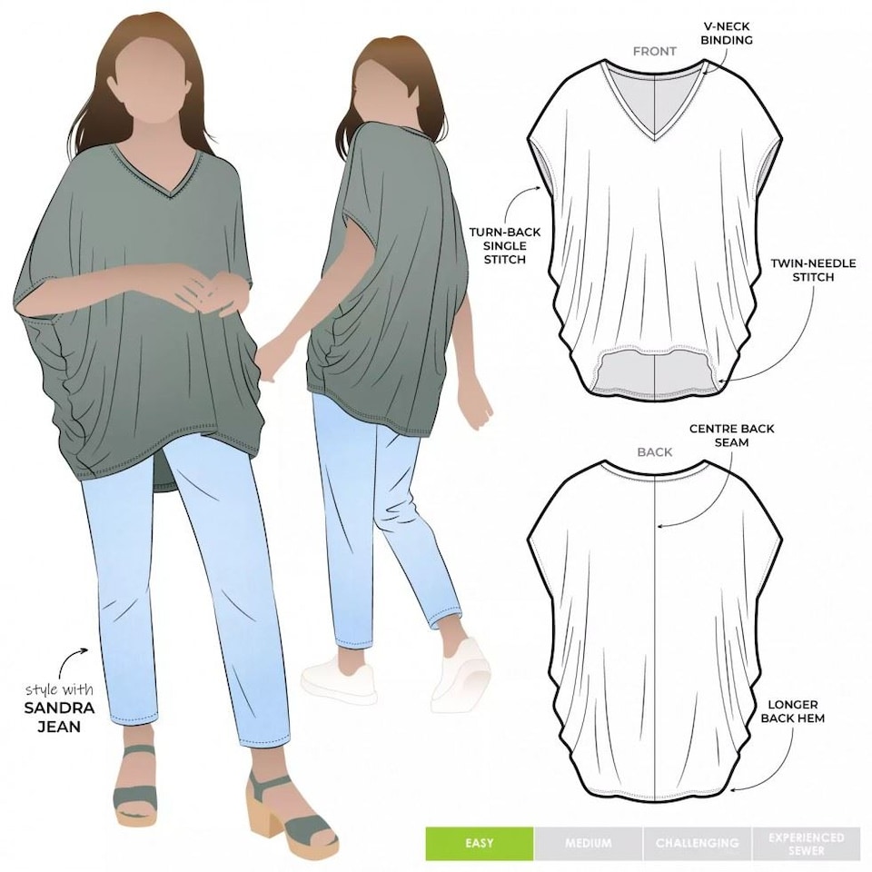 Style Arc Venn Knit Tunic Top Paper Sewing Pattern – Women’s Tunics & Tops, UK Sizes 4–16, Easy