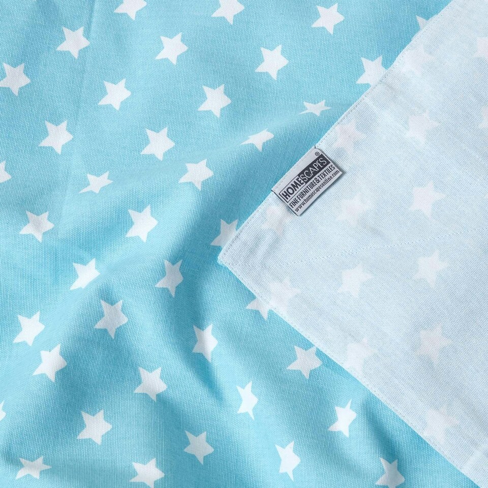 image 1 of Homescapes Cotton Stars and Stripes Decorative Blue Sofa Throw | Blue