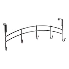 Ashley Iron Arched Over-Door Hat & Coat Hook Set - 5 Hook - Black