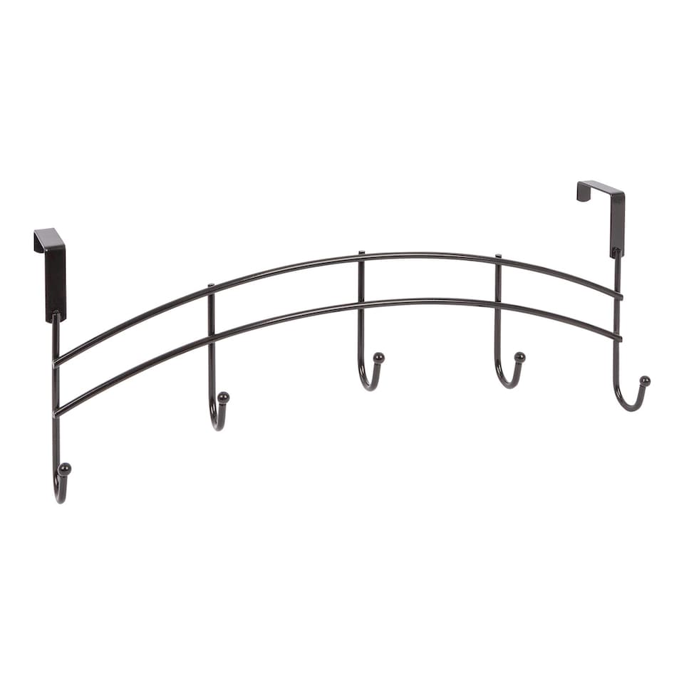 image 1 of Ashley Iron Arched Over-Door Hat & Coat Hook Set - 5 Hook - Black