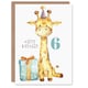 image 1 of 6th Cute Baby Giraffe Party Hat Cartoon Kids Age 6 Year Old Child Birthday Card