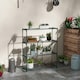 image 2 of Outsunny Plant Stand, 4-Tier Planter Holder Flower Display Rack, Dark Green Green