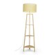 image 3 of ValueLights Natural Wooden 3 Tier Floor Standard Lamp with Storage Shelves- Wicker Rattan Shade + LED Bulb