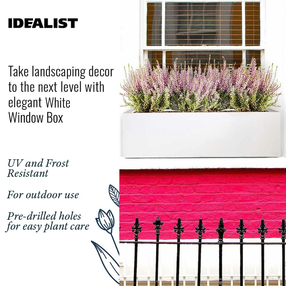 image 1 of Window Box Light Concrete White Garden Planter L80 W17 H17.5 cm, 24 ltrs Cap.
