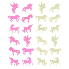 Stick-On Glow In The Dark Unicorns 5cm - Pack of 24