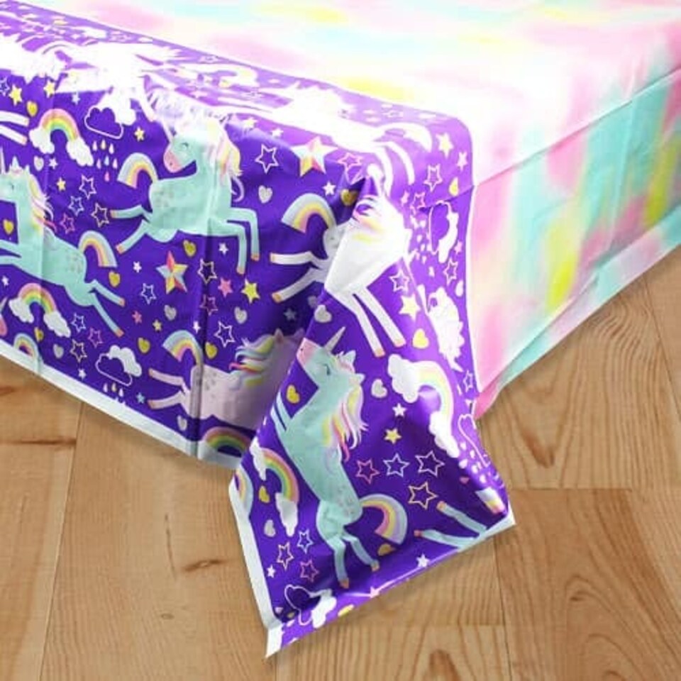 Party Time Unicorn Plastic Tablecover 213cm x 137cm