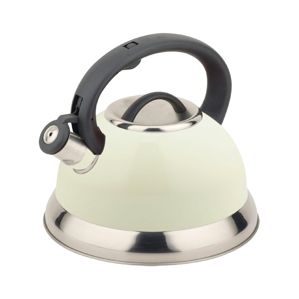 image 1 of Buckingham Stainless Steel Retro Whistling Kettle 3 Litre Cream