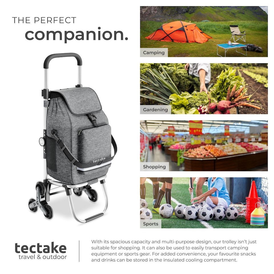 image 1 of Shopping Trolley 3-in-1 Foldable Cart with Cooler Bag
