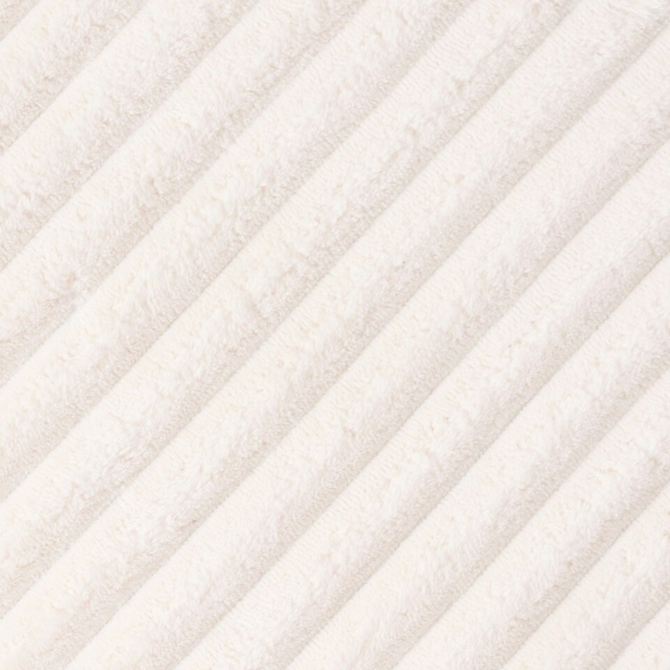 image 1 of OHS Soft Fleece Ribbed Round Foldable Footstool Seat Storage Organiser Ottoman Cream