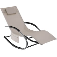 Sun Lounger Taya with a Modern Design, Rocking Function and Breathable Surface | Cream | beige | 1