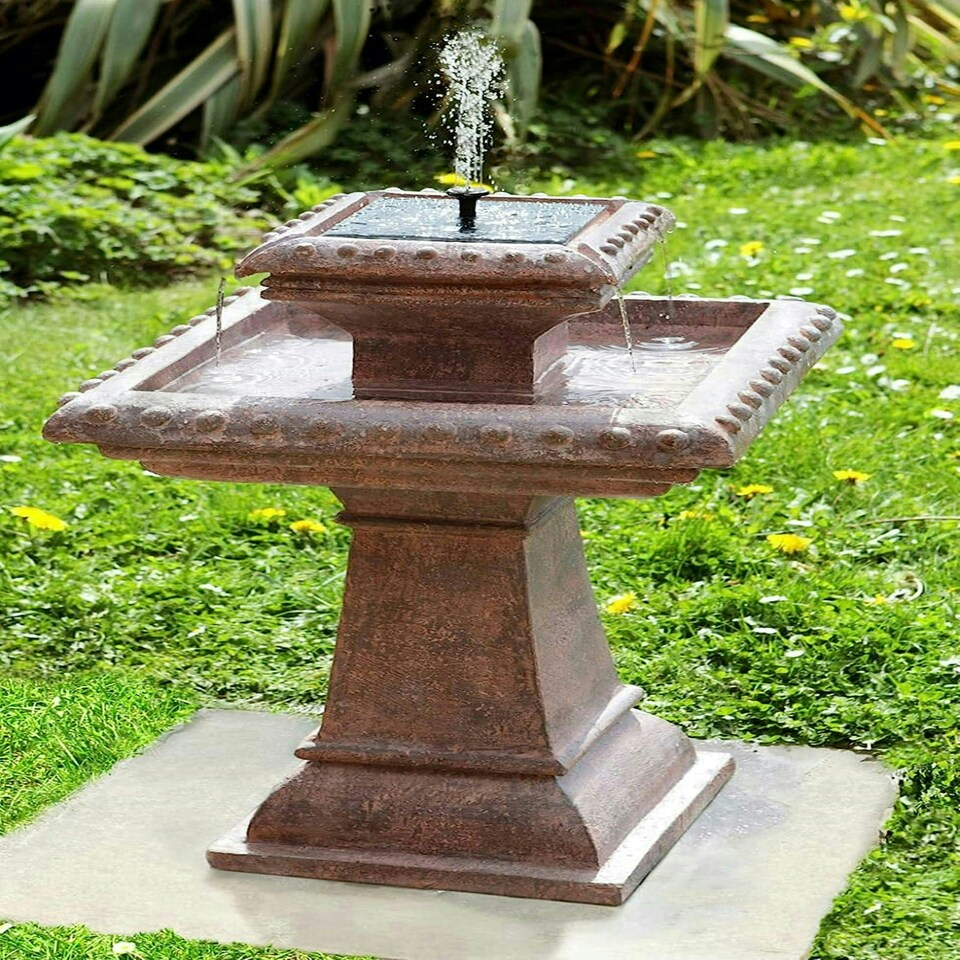 image 1 of Primrose Pizzaro Solar Powered Tiered Garden Water Feature Fountain 80cm