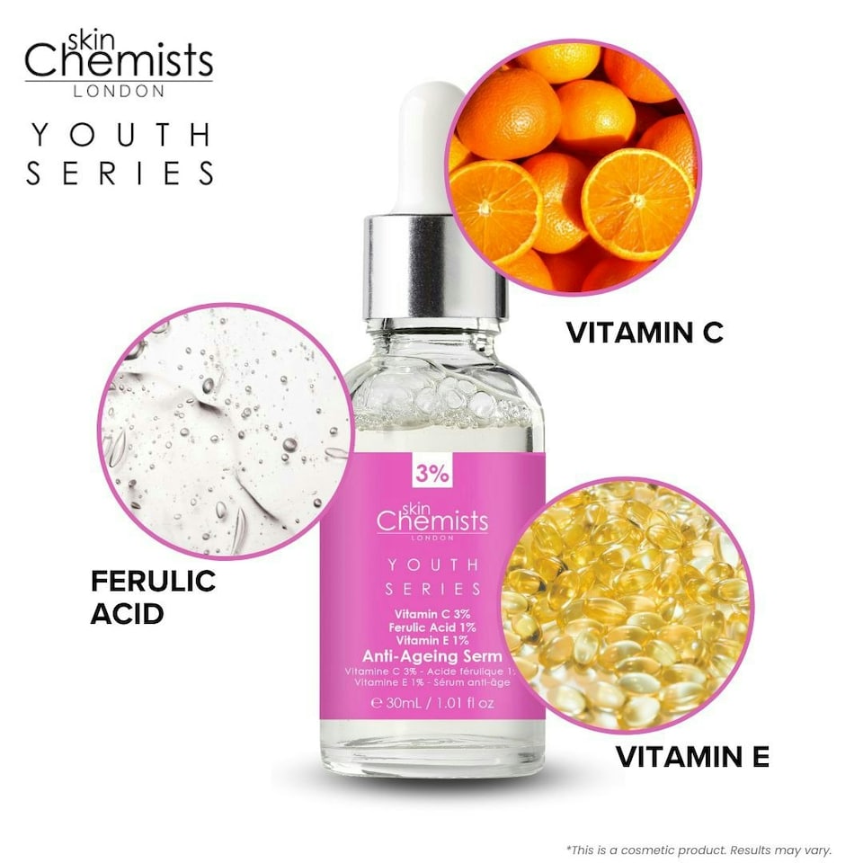 image 1 of skinChemists Youth Series Anti-Ageing Serum Vitamin C 3%, Ferulic Acid 1%, Vitamin E 1% 30ml
