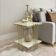 image 5 of 2 Tier Square Faux Marble Side Table Gold Gold