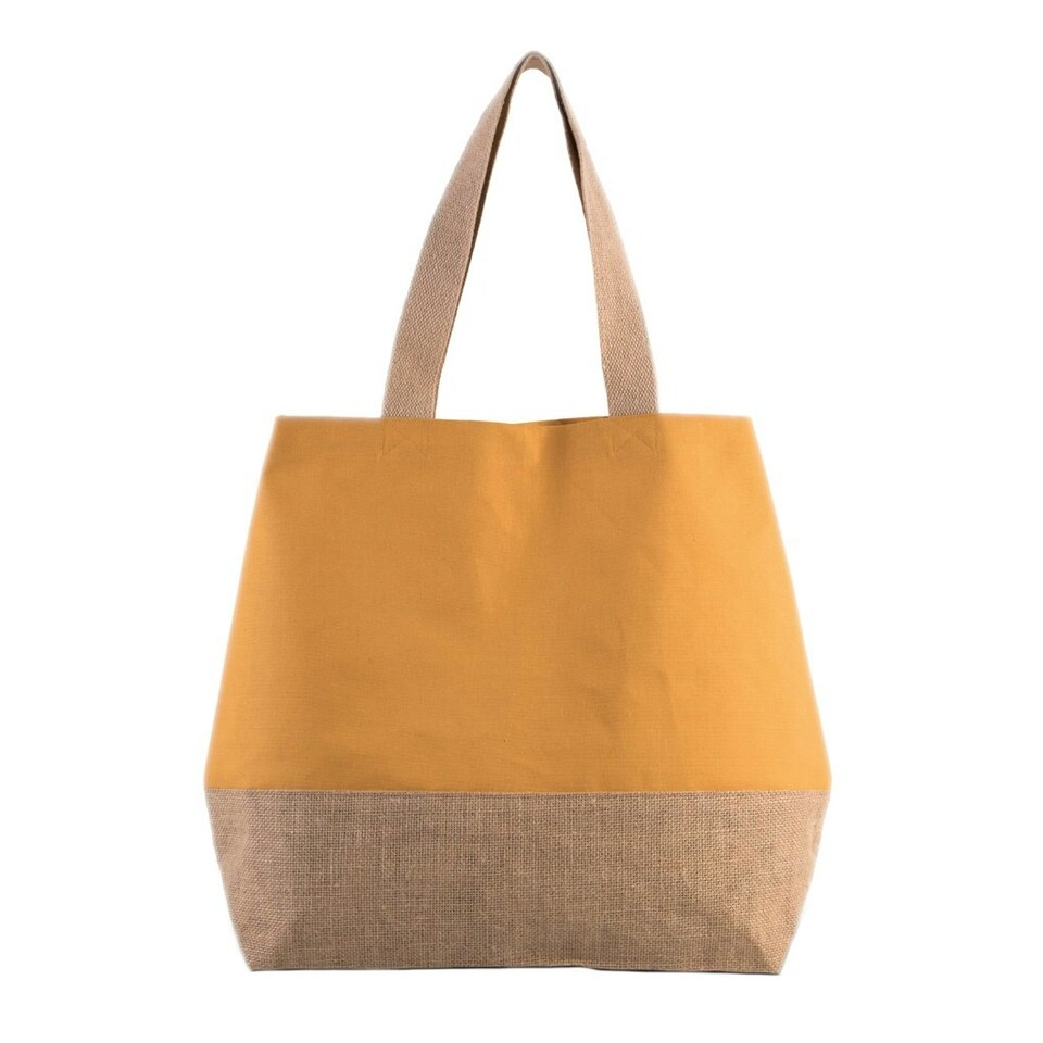 Kimood Canvas And Jute Shopper Bag - Cumin Yellow/Natural - One Size Yellow